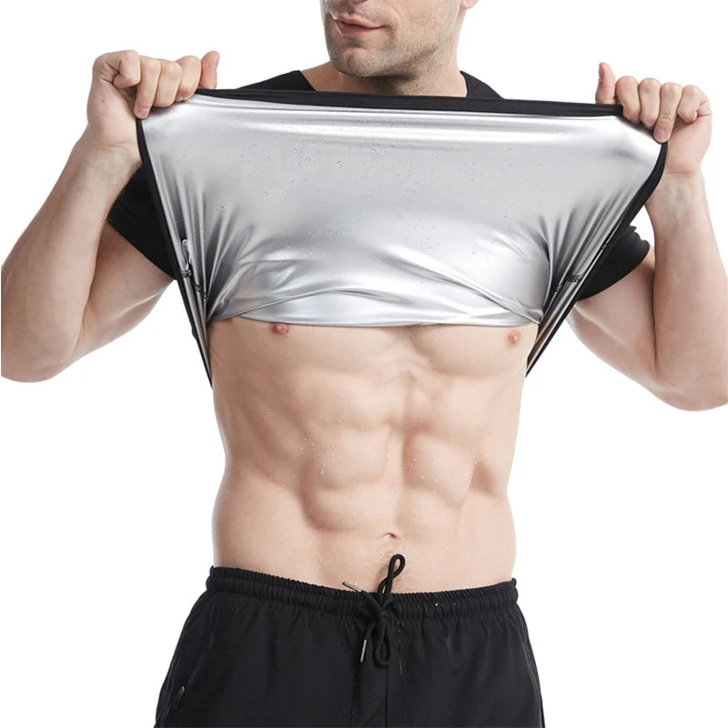 Men’S Sauna Suit Sweat Heat Trapping Workout Fat Burner Vest Slimming Body Shaper Tank Top Waist Trainer Fitness Corset