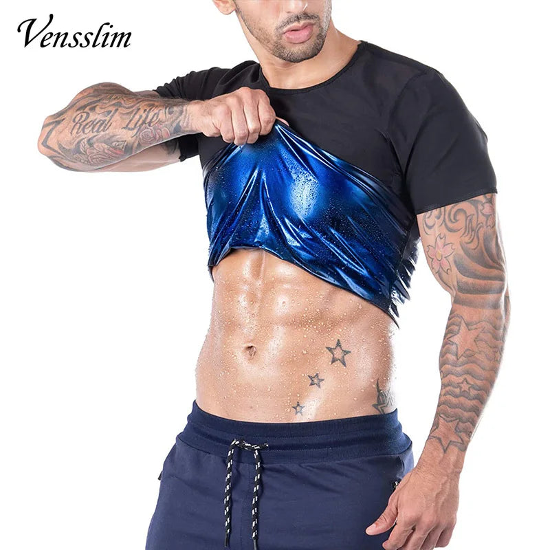 Men’S Sauna Suit Sweat Heat Trapping Workout Fat Burner Vest Slimming Body Shaper Tank Top Waist Trainer Fitness Corset
