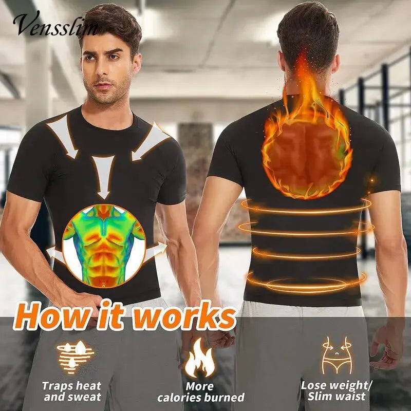Men’S Sauna Suit Sweat Heat Trapping Workout Fat Burner Vest Slimming Body Shaper Tank Top Waist Trainer Fitness Corset