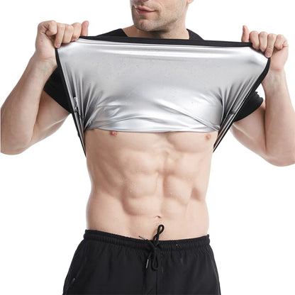 Men’S Sauna Suit Sweat Heat Trapping Workout Fat Burner Vest Slimming Body Shaper Tank Top Waist Trainer Fitness Corset